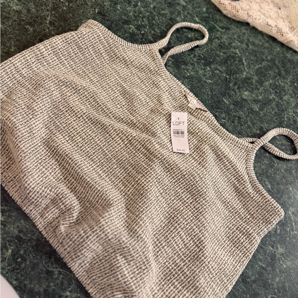 LOFT Heathered Gray Knit Camisole with Spaghetti Straps